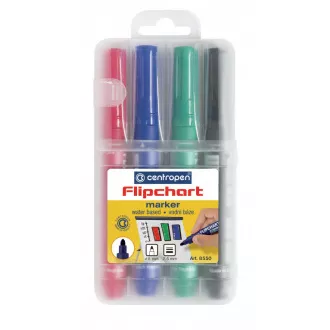Značkovač Centropen 8550/4 na Flipchart 4 farby valcový hrot 2,5mm Značkovač Centropen 8550/4 na Flipchart 4 farby valcový hrot 2,5mm