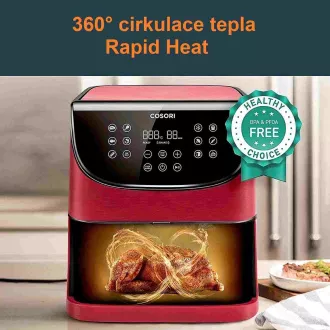Cosori CP158-AF PREMIUM - 5.5L teplovzdušná fritéza + 5x špíz a gril. rošt, red Cosori CP158-AF PREMIUM - 5.5L teplovzdušná fritéza + 5x špíz a gril. rošt, red