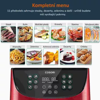 Cosori CP158-AF PREMIUM - 5.5L teplovzdušná fritéza + 5x špíz a gril. rošt, red Cosori CP158-AF PREMIUM - 5.5L teplovzdušná fritéza + 5x špíz a gril. rošt, red