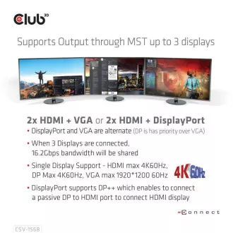 Club3D Dokovacia stanica USB-C 12v1, 1xDP, 2xHDMI, 1xVGA, 2xUSB-C, 4xUSB, 1xRJ45, 1x3.5mm, sivá