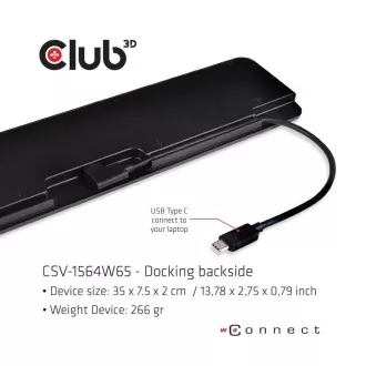 Club3D dokovacia stanica USB-C s napájacím adaptérom Triple Display Dynamic PD, 65 W