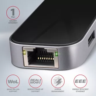AXAGON HMC-6GL, USB 3.2 Gen 1 húb, porty 3x USB-A, HDMI, RJ-45 GLAN, PD 60W, kábel USB-C 20cm AXAGON HMC-6GL, USB 3.2 Gen 1 húb, porty 3x USB-A, HDMI, RJ-45 GLAN, PD 60W, kábel USB-C 20cm