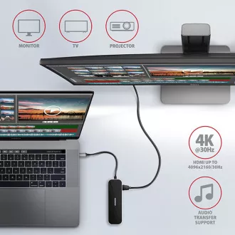 AXAGON HMC-6GL, USB 3.2 Gen 1 húb, porty 3x USB-A, HDMI, RJ-45 GLAN, PD 60W, kábel USB-C 20cm AXAGON HMC-6GL, USB 3.2 Gen 1 húb, porty 3x USB-A, HDMI, RJ-45 GLAN, PD 60W, kábel USB-C 20cm