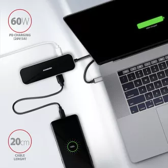 AXAGON HMC-6GL, USB 3.2 Gen 1 húb, porty 3x USB-A, HDMI, RJ-45 GLAN, PD 60W, kábel USB-C 20cm AXAGON HMC-6GL, USB 3.2 Gen 1 húb, porty 3x USB-A, HDMI, RJ-45 GLAN, PD 60W, kábel USB-C 20cm