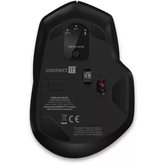 CONNECT IT Triple SmartSwitch bezdrôtová myš, 2.4 GHz & BT, čierna