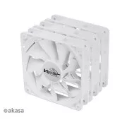 AKASA ventilátor Viper, White Fan 12cm, 120x120x25mm, HDB, 4 pin PWM, 3ks v balení, biela