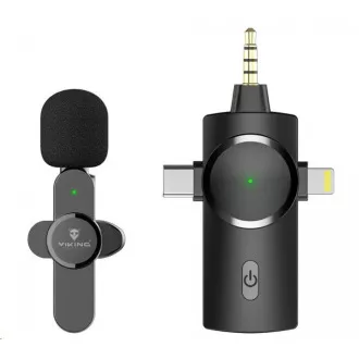Viking bezdrôtový mikrofón s klipom M360, konektor USB-C / Lightning / 3, 5 mm jack