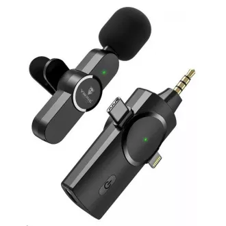 Viking bezdrôtový mikrofón s klipom M360, konektor USB-C / Lightning / 3, 5 mm jack