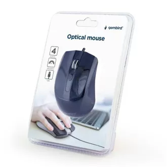 GEMBIRD myš MUS-4B-01, drôtová, optická, 1200 dpi, USB, čierna
