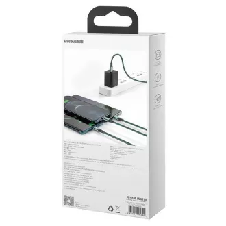 Baseus Rapid Series nabíjací / dátový kábel 3v1 Type-C/ (Micro USB + Lightning PD 20W + USB-C) 1.5m zelená