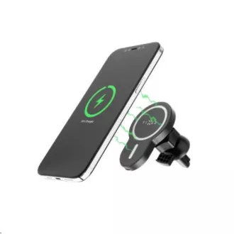 FIXED držiak do auta MagClick s bezdrôtovým nabíjaním, 15W, USB-C, čierna
