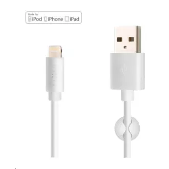 FIXED dátový a nabíjací kábel, USB-A -> Lightning (MFI), 20 W, dĺžka 1 m, biela