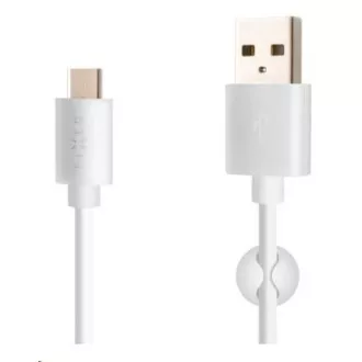 FIXED dátový a nabíjací kábel, USB-A -> USB-C, 20 W, dĺžka 2 m, biela