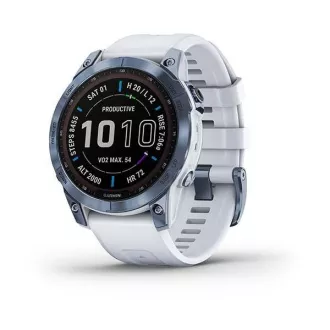 Garmin fenix 7 Sapphire Solar, Titan Blue/ White Silicone Band Garmin fenix 7 Sapphire Solar, Titan Blue/ White Silicone Band