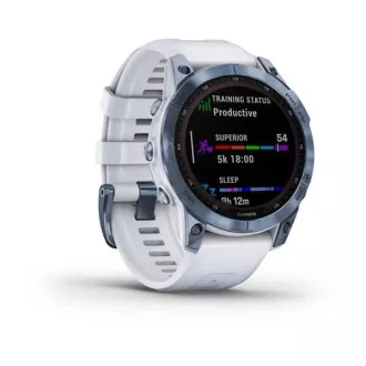 Garmin fenix 7 Sapphire Solar, Titan Blue/ White Silicone Band Garmin fenix 7 Sapphire Solar, Titan Blue/ White Silicone Band