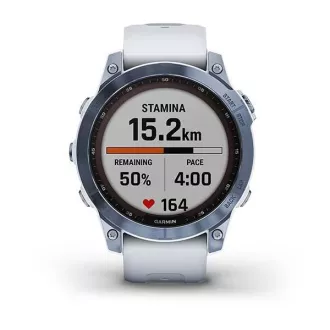 Garmin fenix 7 Sapphire Solar, Titan Blue/ White Silicone Band Garmin fenix 7 Sapphire Solar, Titan Blue/ White Silicone Band