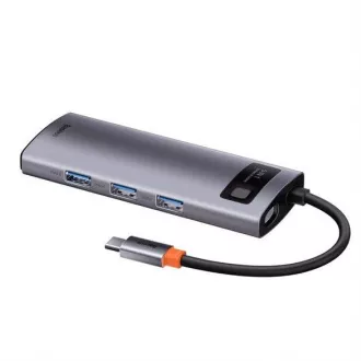 Baseus Metal Gleam Series 5v1 HUB Type-C (USB-C PD 100W, 3* USB 3.0, HDMI) sivá