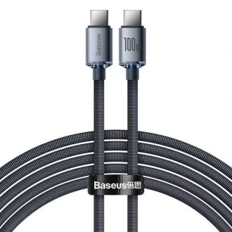 Baseus Crystal Shine Series nabíjací / dátový kábel USB-C / USB-C 100W 2m, čierna