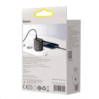 Baseus kompaktný rýchlonabíjací adaptér 2x USB-A, 1x Type-C 30W čierna