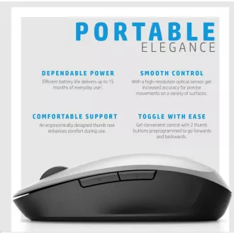 HP Dual Mode Silver Mouse 300 - bluetooth myš, pripojenie k dvom PC zároveň HP Dual Mode Silver Mouse 300 - bluetooth myš, pripojenie k dvom PC zároveň