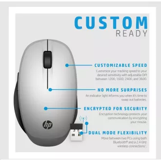 HP Dual Mode Silver Mouse 300 - bluetooth myš, pripojenie k dvom PC zároveň HP Dual Mode Silver Mouse 300 - bluetooth myš, pripojenie k dvom PC zároveň