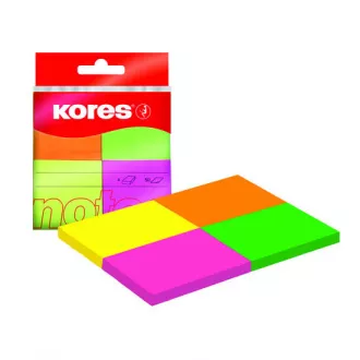 Bloček samolepiaci 40x50mm 4 neón farby 4x50 listov Kores Bloček samolepiaci 40x50mm 4 neón farby 4x50 listov Kores