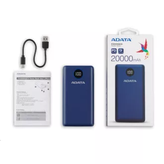 ADATA PowerBank P20000QCD - externá batéria pre mobil/tablet 20000mAh, 2, 1A, modrá (74Wh) ADATA PowerBank P20000QCD - externá batéria pre mobil/tablet 20000mAh, 2, 1A, modrá (74Wh)