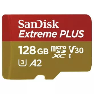 SanDisk micro SDXC karta 128GB Extreme PLUS (200 MB/s Class 10, UHS-I U3 V30) + adaptér