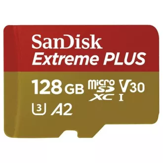 SanDisk micro SDXC karta 128GB Extreme PLUS (200 MB/s Class 10, UHS-I U3 V30) + adaptér SanDisk micro SDXC karta 128GB Extreme PLUS (200 MB/s Class 10, UHS-I U3 V30) + adaptér