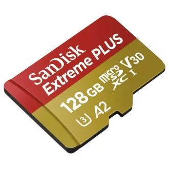 SanDisk micro SDXC karta 128GB Extreme PLUS (200 MB/s Class 10, UHS-I U3 V30) + adaptér SanDisk micro SDXC karta 128GB Extreme PLUS (200 MB/s Class 10, UHS-I U3 V30) + adaptér