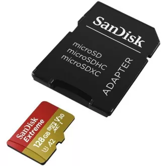 SanDisk micro SDXC karta 128GB Extreme Action Cams and Drones (190 MB/s Class 10, UHS-I U3 V30) + adaptér