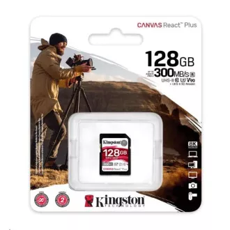 Kingston 128 GB Canvas React Plus SDXC UHS-II 300 R/260 W U3 V90 pre Full HD/4K/8K