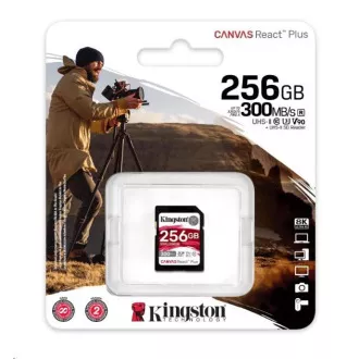 Kingston 256 GB Canvas React Plus SDXC UHS-II 300 R/260 W U3 V90 pre Full HD/4K/8K