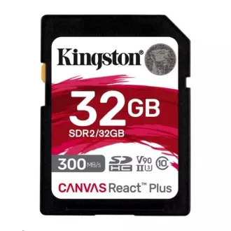 Kingston 32 GB Canvas React Plus SDHC UHS-II 300 R/260 W U3 V90 pre Full HD/4K/8K
