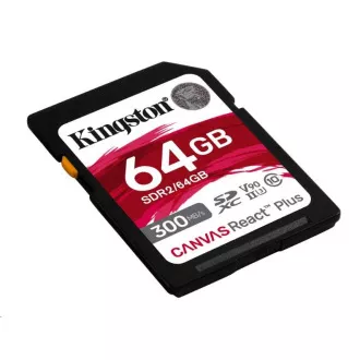 Kingston 64 GB Canvas React Plus SDHC UHS-II 300 R/260 W U3 V90 pre Full HD/4K/8K