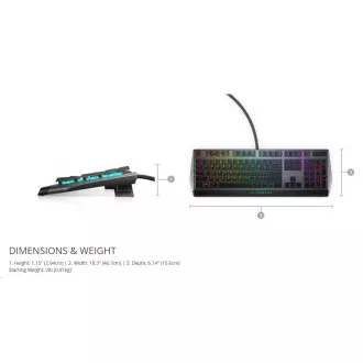Dell Alienware 510K Low-profile RGB Mechanical Gaming Keyboard - AW510K (Dark Side of the Moon)