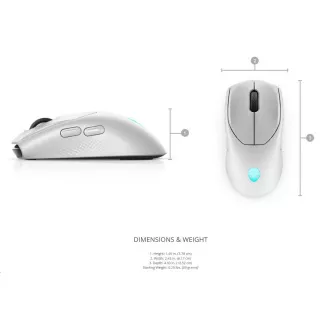 DELL Alienware Tri-Mode Wireless Gaming Mouse AW720M (Lunar Light)