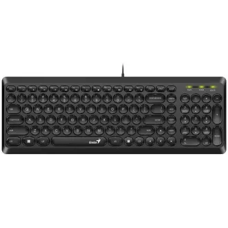 GENIUS klávesnica Slimstar Q200/ Drôtová/ USB/ čierna/ retro design/ CZ+SK layout GENIUS klávesnica Slimstar Q200/ Drôtová/ USB/ čierna/ retro design/ CZ+SK layout