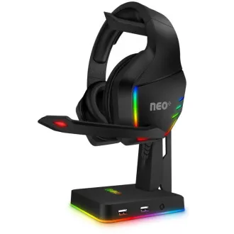 CONNECT IT NEO Stand-It RGB stojanček na slúchadlá + USB hub, čierna