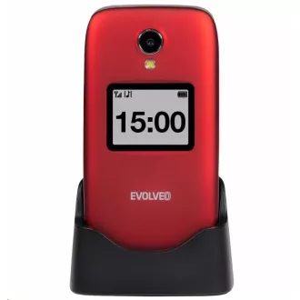 EVOLVEO EasyPhone FP, vyklápací mobilný telefón 2.8" pre seniorov s nabíjacím stojanom, červená