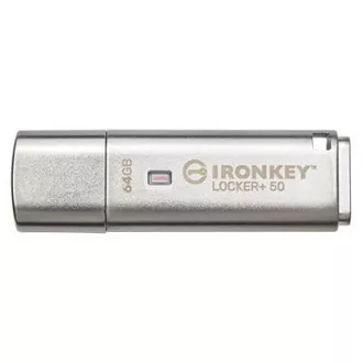 Kingston 64GB IKLP50 IronKey Locker+ 50 AES USB, w/256bit Encryption