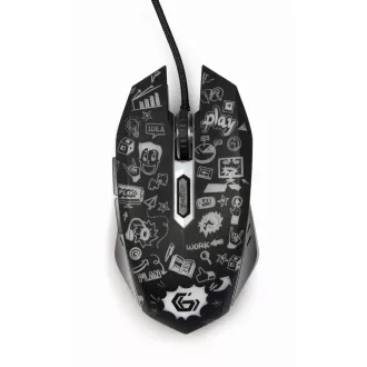 GEMBIRD myš MUS-6B-GRAFIX-01, čierna s grafickou potlačou, USB