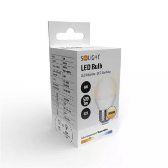 Solight LED žiarovka, miniglobe, 6W, E27, 3000K, 510lm Solight LED žiarovka, miniglobe, 6W, E27, 3000K, 510lm