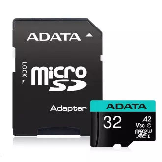 ADATA MicroSDHC karta 32GB Premier Pro UHS-I V30S (R: 100MB) + SD adaptér