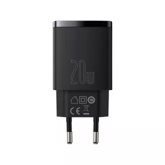 Baseus kompaktný rýchlonabíjací adaptér USB-A + Type-C 20W EU, čierna