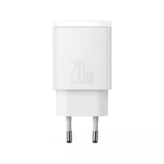 Baseus kompaktný rýchlonabíjací adaptér USB-A + Type-C 20W EU, biela