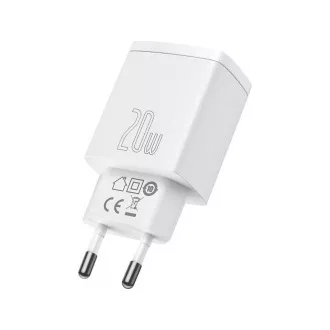 Baseus kompaktný rýchlonabíjací adaptér USB-A + Type-C 20W EU, biela