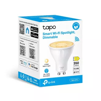 TP-Link Tapo L610 múdra WiFi stmievateľná LED žiarovka (biela, 2700K, 350lm, 2, 4GHz, GU10)