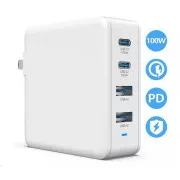 Viking nabíjačka USB GaN 100W, podpora PD3.0 a QC4+, biela