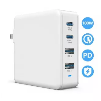 Viking nabíjačka USB GaN 100W, podpora PD3.0 a QC4+, biela